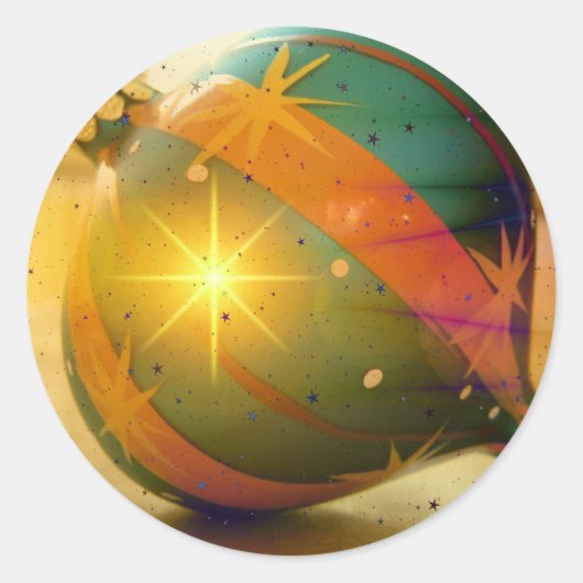 大きく輝くクリスマスの飾り ラウンドシール (正面)