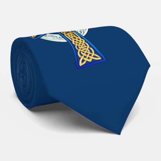 大きく青いケルト十字のタイ ネクタイ (ロール)