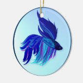 大きく青いシャムの戦いの魚のオーナメント セラミックオーナメント (左)