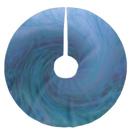 大きく青い海洋波のクリスマスツリーのスカート ブラッシュドポリエステルツリースカート