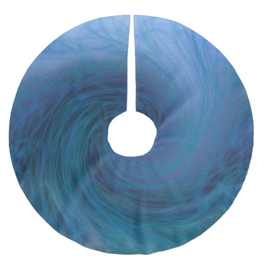 大きく青い海洋波のクリスマスツリーのスカート ブラッシュドポリエステルツリースカート (正面)