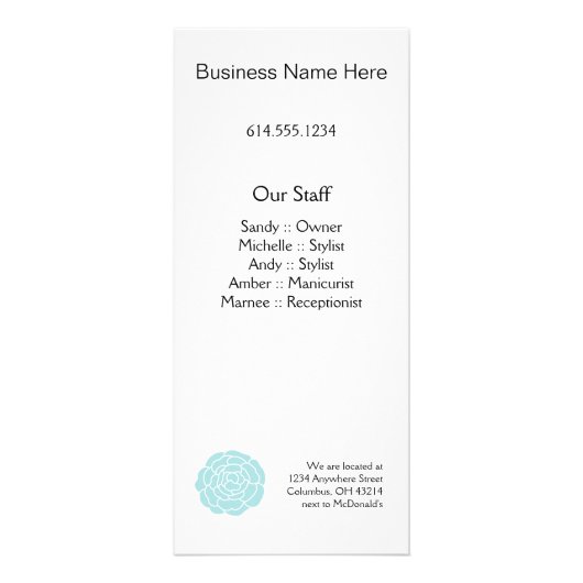 大きく青い花は棚カードを整備します ラックカード (裏面)