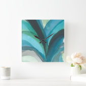 大きく青い葉I スクエア壁時計 (ホーム)