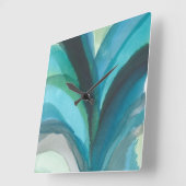 大きく青い葉I スクエア壁時計 (傾斜)