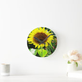 大きく黄色いヒマワリ ラウンド壁時計 (ホーム)
