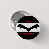 大きく黒いこうもりの円形の小さいボタン 缶バッジ (正面&裏面)