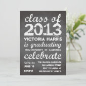 大きく、はっきりしたな灰色の黒板のタイポグラフィのモダン 招待状 (スタンド正面)