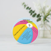 大きく、明るいビーチボールの誕生日の招待状 招待状 (スタンド正面)