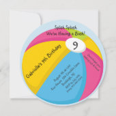 大きく、明るいビーチボールの誕生日の招待状 招待状 (正面)