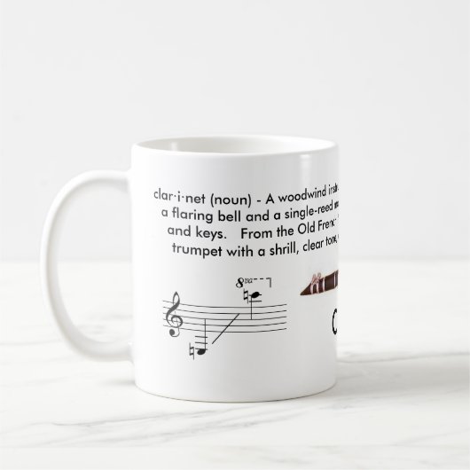 大きさで分類される常連(11のoz。) クラリネットのマグ コーヒーマグカップ (左)