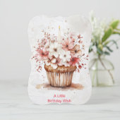 大きすぎるカップケーキ付き水色誕生日カード (スタンド正面)
