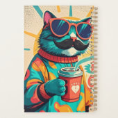 大きすぎるサングラスを着て、コーヒーを持っている猫 プランナー手帳 (裏面)