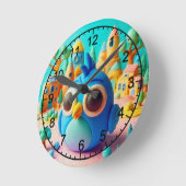 大きすぎる目をした青い鳥 ラウンド壁時計 (傾斜)