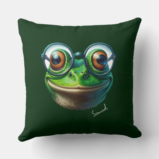大きすぎる眼鏡をかけている可愛いカエル クッション (裏面)