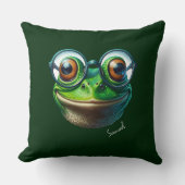 大きすぎる眼鏡をかけている可愛いカエル クッション (正面)