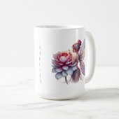 大きすぎる花を持つ妖精パーソナライズされた コーヒーマグカップ (正面右)