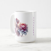 大きすぎる花を持つ妖精パーソナライズされた コーヒーマグカップ (正面左)