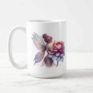 大きすぎる花を持つ妖精パーソナライズされた コーヒーマグカップ