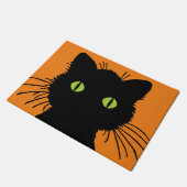 大きすぎる黒猫(緑のふくらんだ目) ドアマット (アングル)