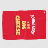 大きなおもしろいチーズボス漫画 ゴルフタオル (横)