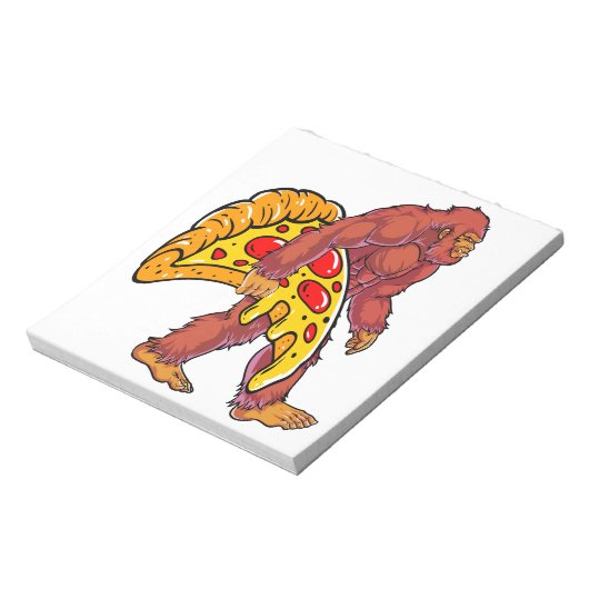 大きなおもしろいピザのスライスを持つビッグフット歩く ノートパッド (回転)