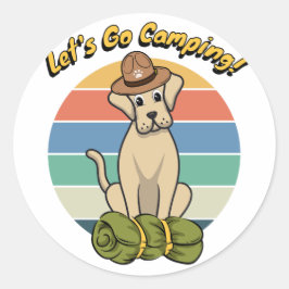 大きなおもしろい犬はキャンプに行きたい ラウンドシール