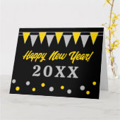 大きなお正月のグリーティングカード　願いを込めて カード (黄色い花)