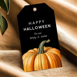 大きなかぼちゃのハッピーハロウィン飾り ギフトタグ
