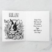 大きなかわいいビンテージのイースターバニー、バスケットと卵 カード (内部)