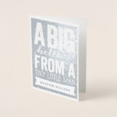 大きなこんにちは小さな男の子赤ちゃん誕生のお知らせ 箔カード (正面)