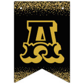 大きなはっきりした手紙と黒と金ゴールドの新年を祝う バンティングフラッグ (第3の旗)