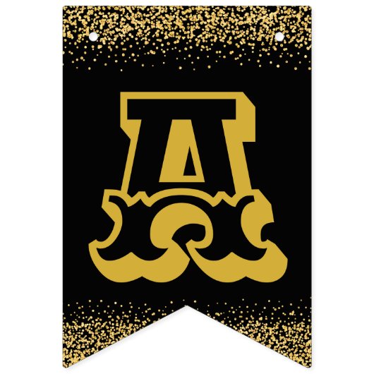 大きなはっきりした手紙と黒と金ゴールドの新年を祝う バンティングフラッグ (第3の旗)