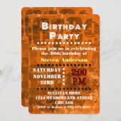 大きなはっきりした数字オンブラウンオレンジ誕生日招待状 招待状 (正面/裏面)