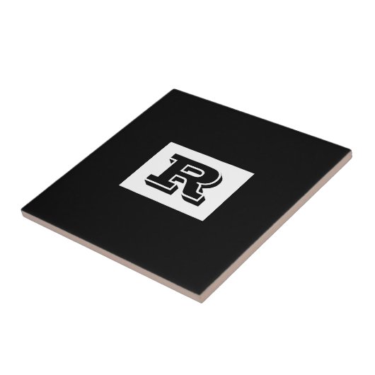 大きなはっきりした輪郭の黒モノグラム、黒 タイル (側面)