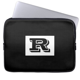 大きなはっきりした輪郭の黒モノグラム、黒 ラップトップスリーブ