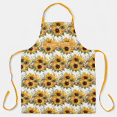 大きなひまわりガーリーのフローラ エプロン (正面)