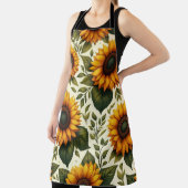 大きなひまわり水彩プリントエプロン エプロン (インサイチュ)