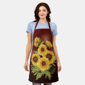 大きなひまわり素朴ヴィンテージ エプロン (着用した状態)
