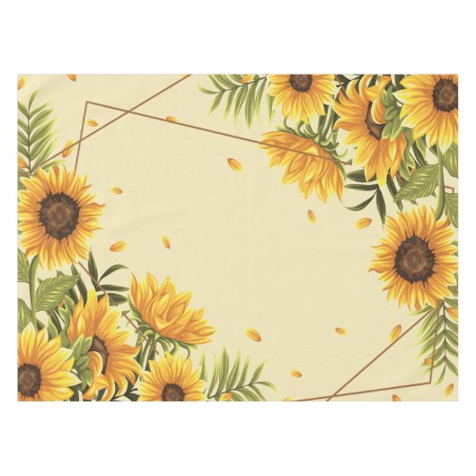 大きなひまわり絵を描素朴ヴィンテージ テーブルクロス (正面(横))