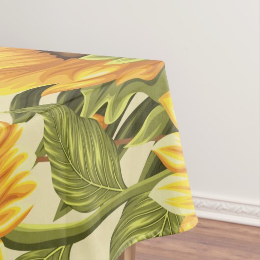 大きなひまわり絵を描素朴ヴィンテージ テーブルクロス (インサイチュ)