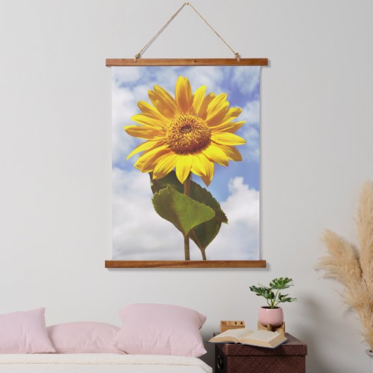 大きなひまわり緑と黄色の花のフローラ写真 吊り下げ型タペストリー (寝室)