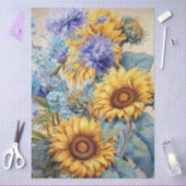 大きなひまわり花束のデコページ 薄葉紙 (クラフト)