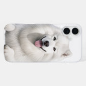 大きなもふもふの白いサモエド犬 iPhoneケース (裏面横)