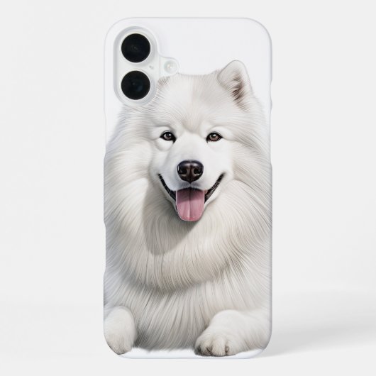 大きなもふもふの白いサモエド犬 iPhoneケース (裏面)