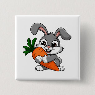 大きなよくはしゃぐニンジンを持つウサギ 缶バッジ