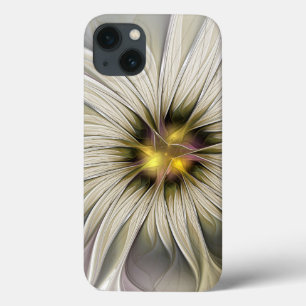 大きなアイボリーの花、抽象的なモダンフラクタルアート iPhone 13ケース