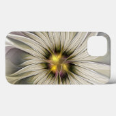 大きなアイボリーの花、抽象的なモダンフラクタルアート Case-Mate iPhoneケース (裏面 (横))