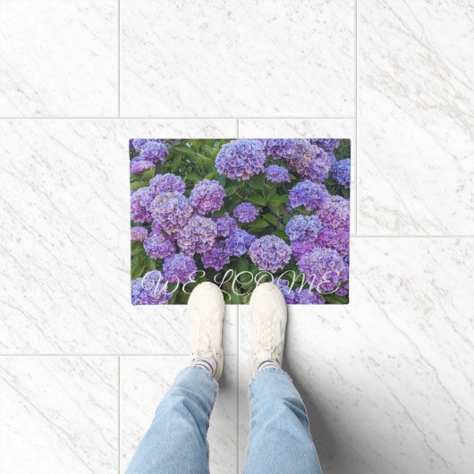 大きなアジサイの花 ウェルカム ドアマット (室内)