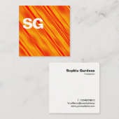 大きなイニシャル – 四角 – 斜めオレンジ スクエア名刺 (正面/裏面)