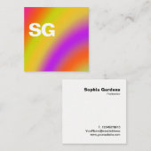 大きなイニシャル – 正方形 – ソフトカラー03 スクエア名刺 (正面/裏面)